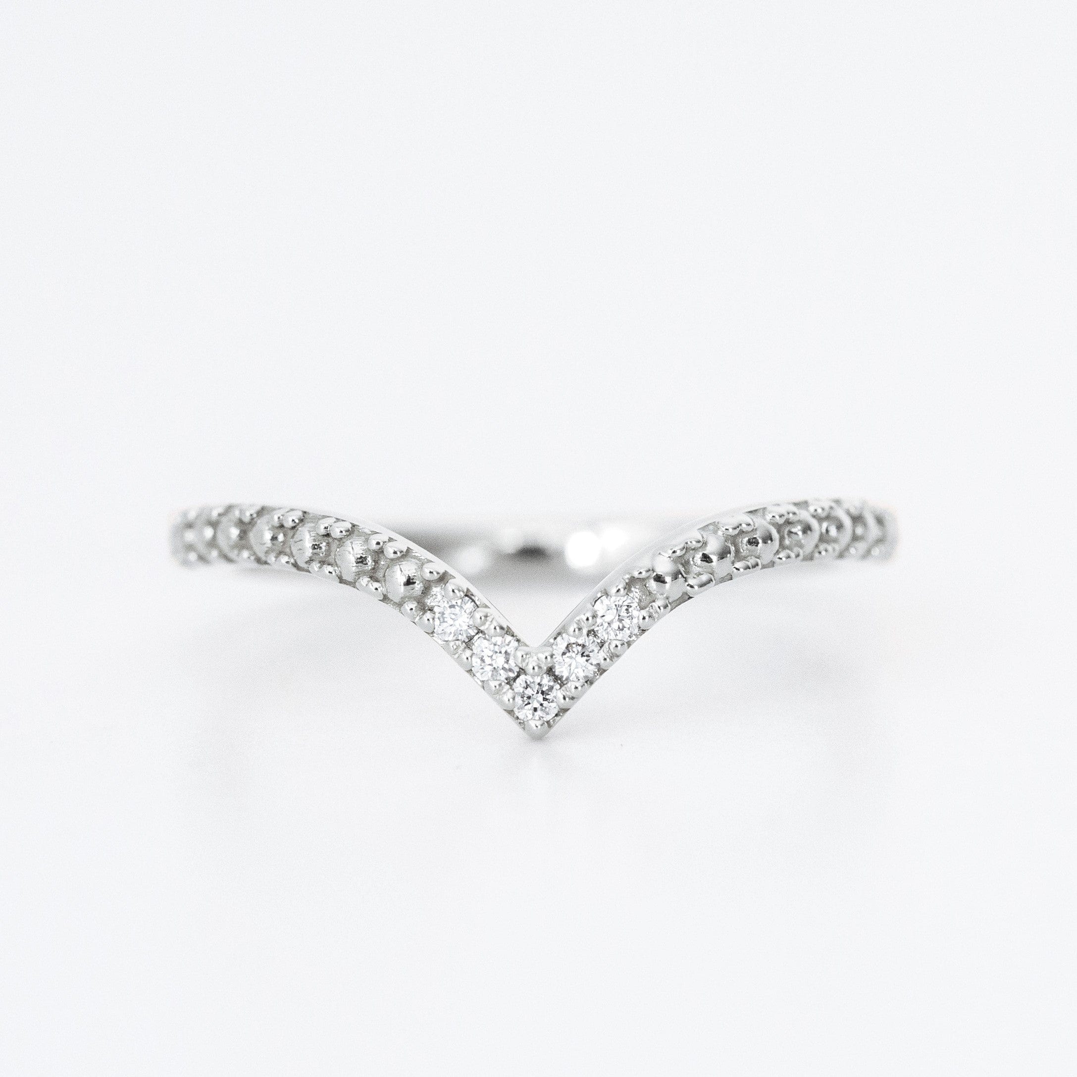 Chevron Diamond Beaded Wedding Ring - Vinny & Charles
