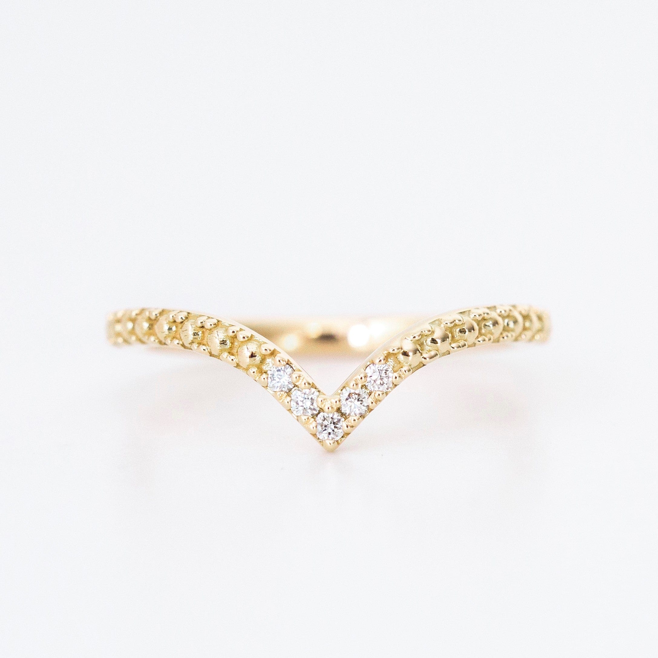 Chevron Diamond Beaded Wedding Ring - Vinny & Charles