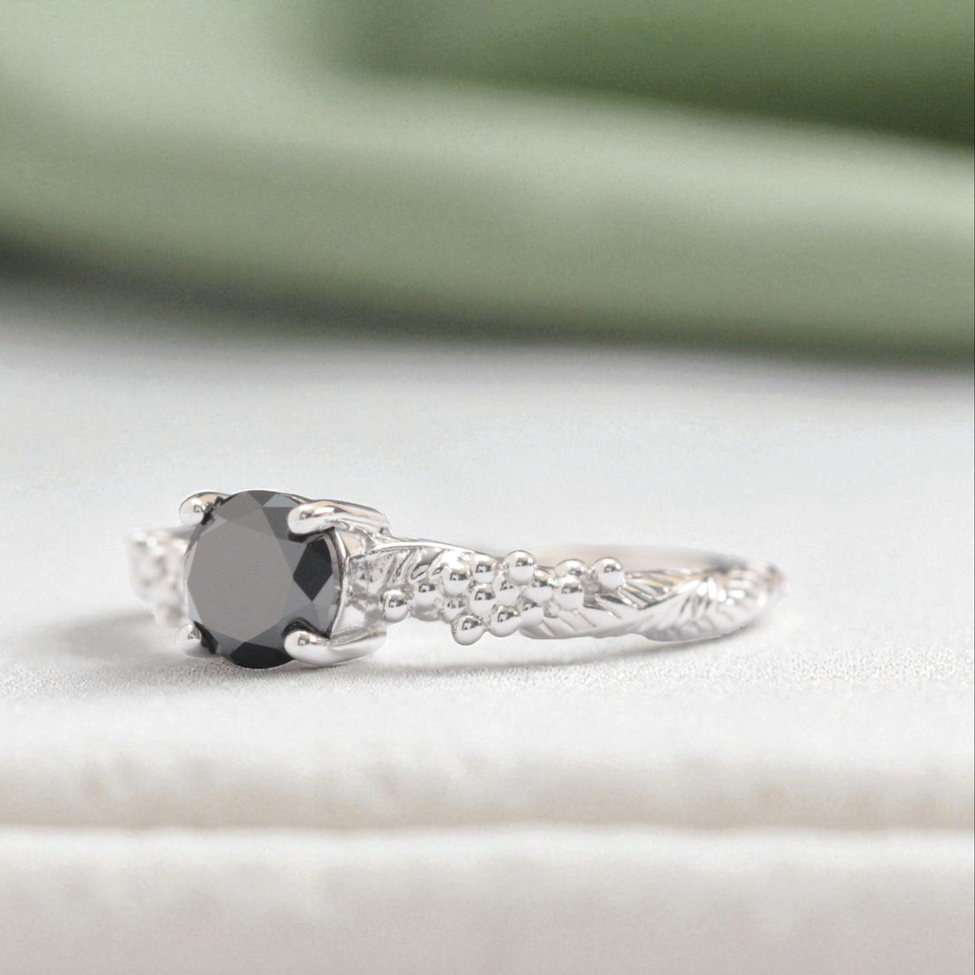 black-diamond-wattle-leaf-engagement-ring-white-gold