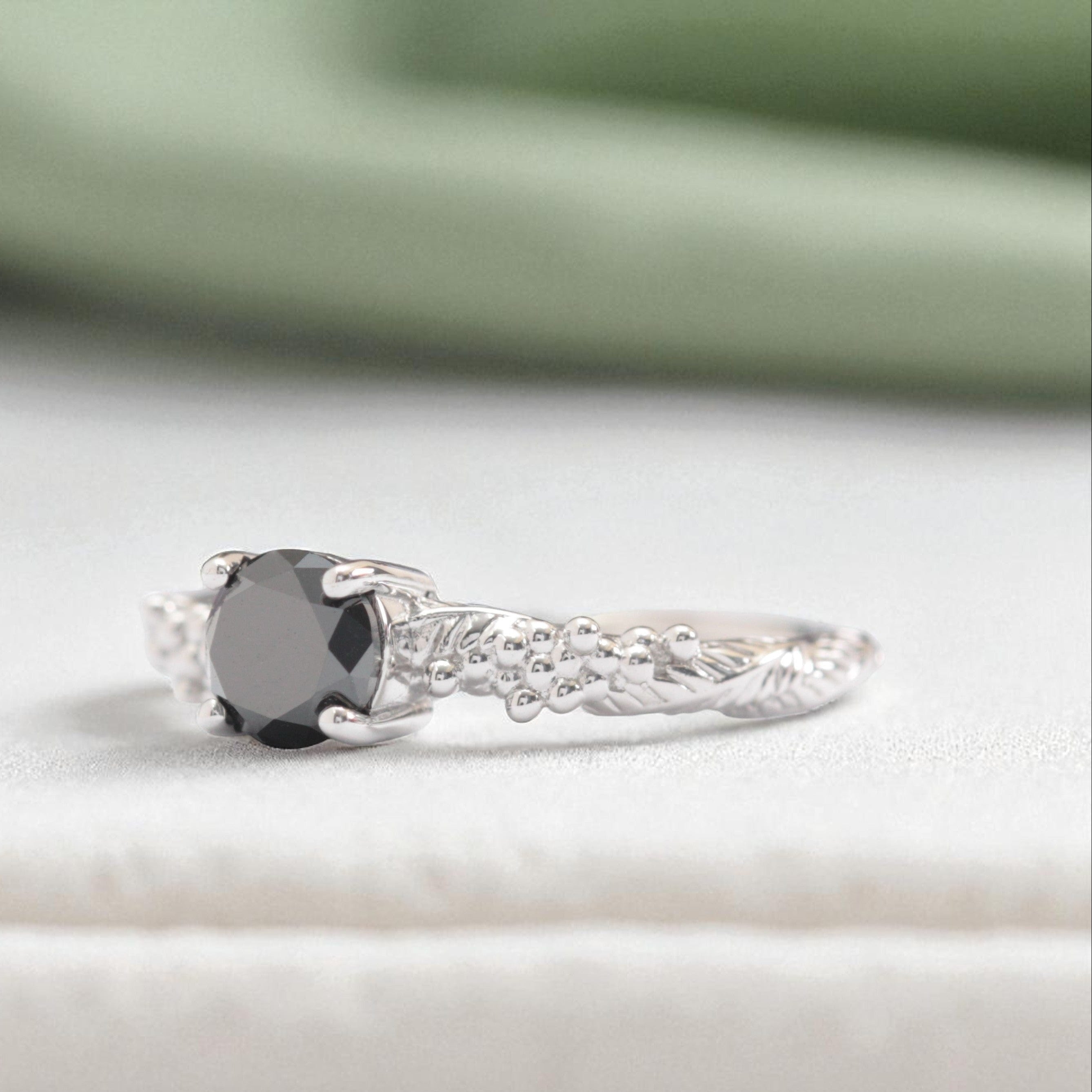 black-diamond-wattle-leaf-engagement-ring-white-gold
