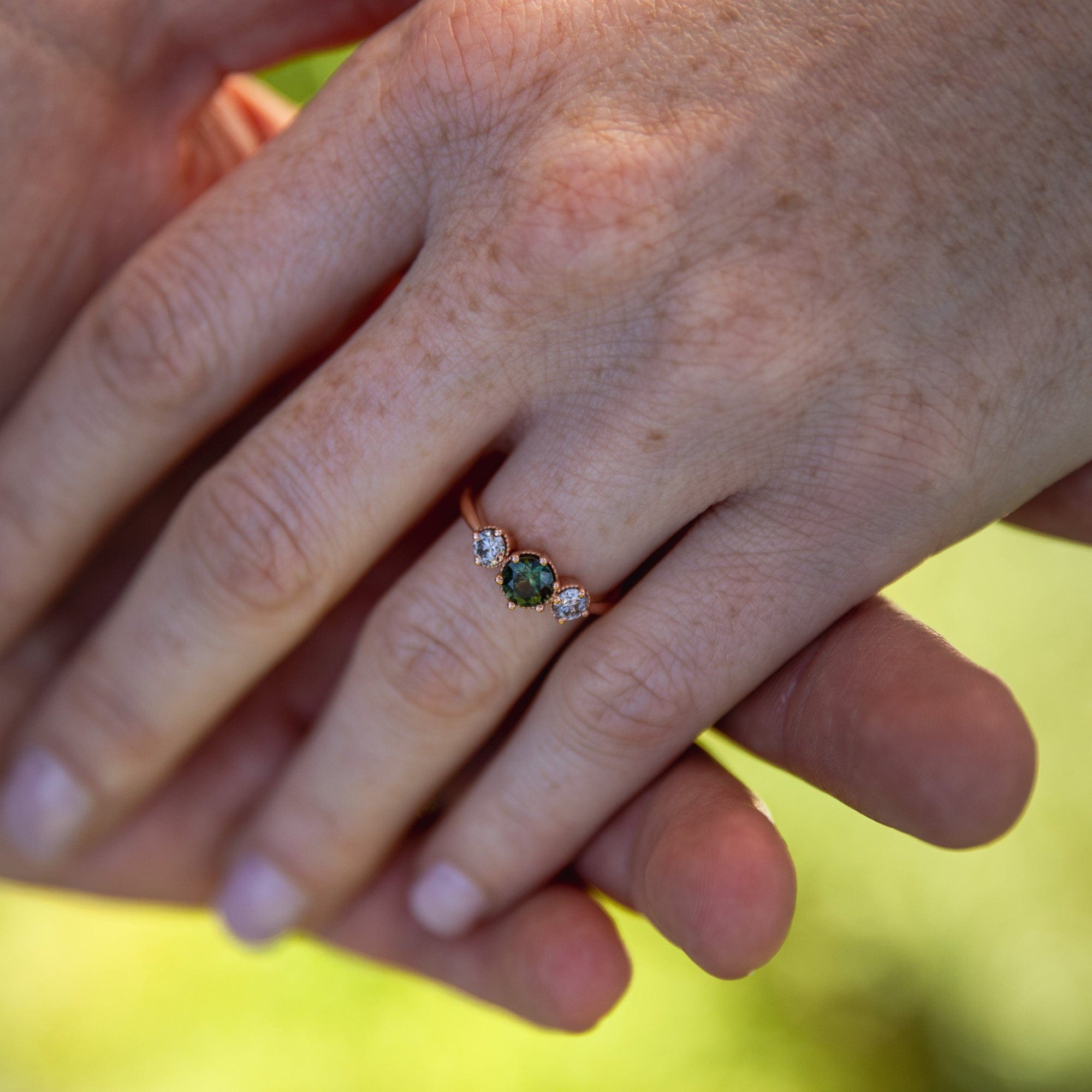 green sapphire diamond engagement ring