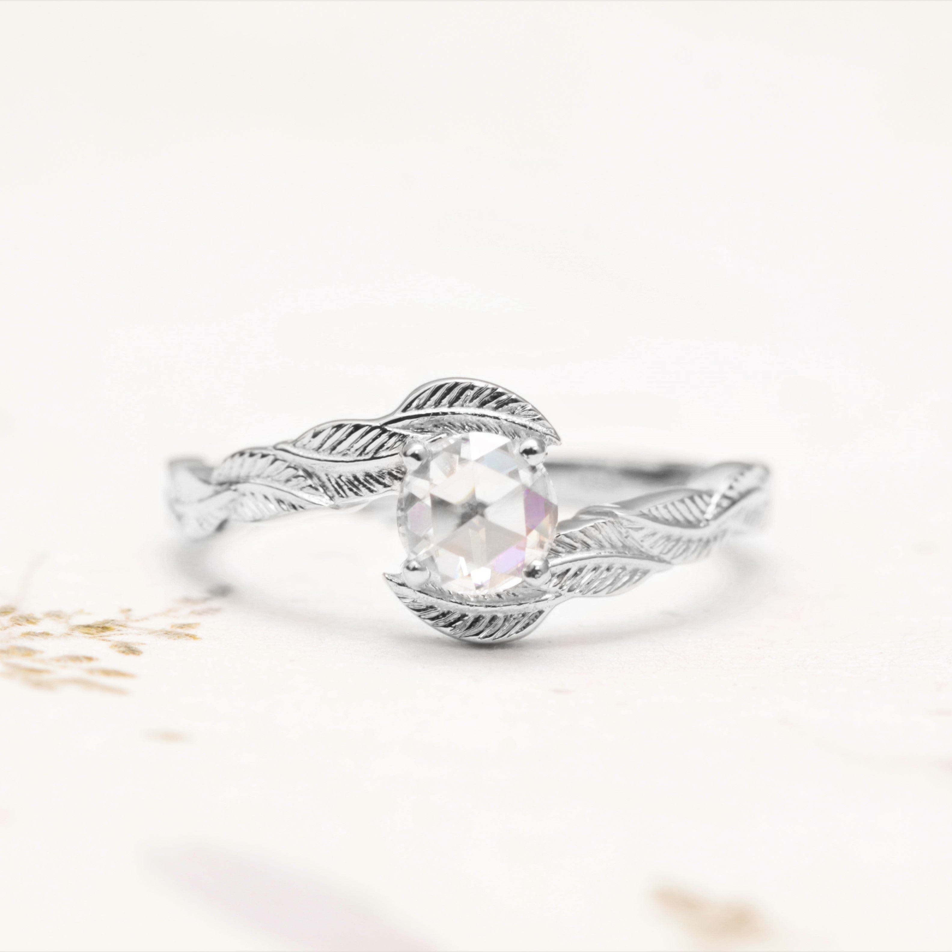 Moissanite Leaf Engagement Ring - Vinny & Charles