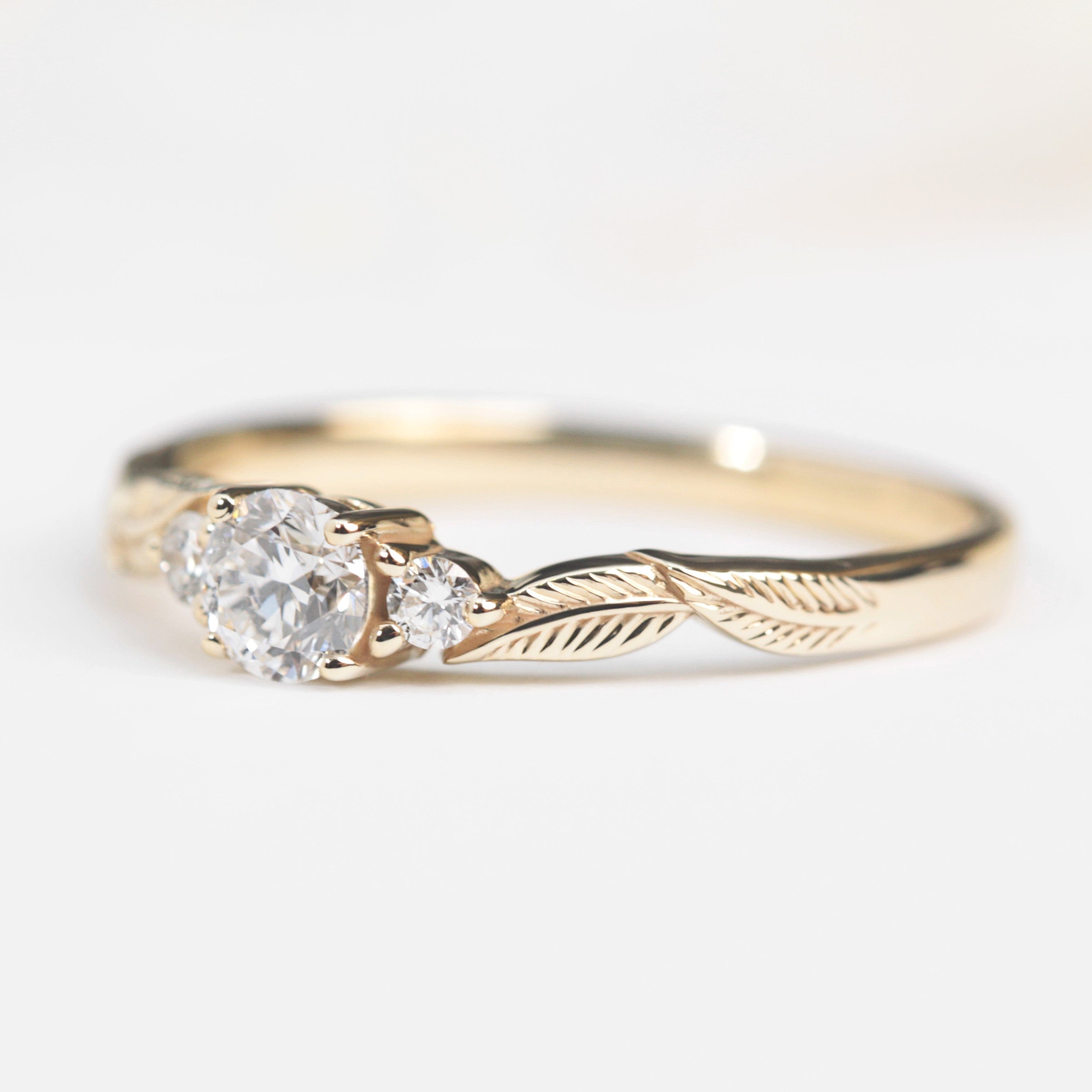 Three Diamond Leaf Engagement Ring - Vinny & Charles