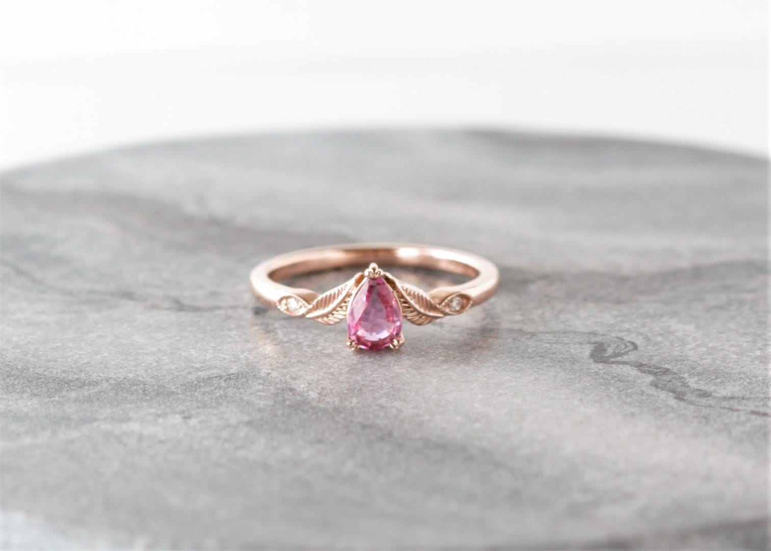 Pink Sapphire Leaf Engagement Ring - Vinny & Charles