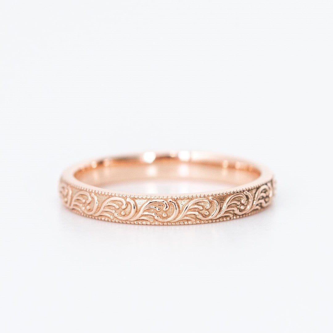 Patterned Rose Gold Wedding Ring - Vinny & Charles