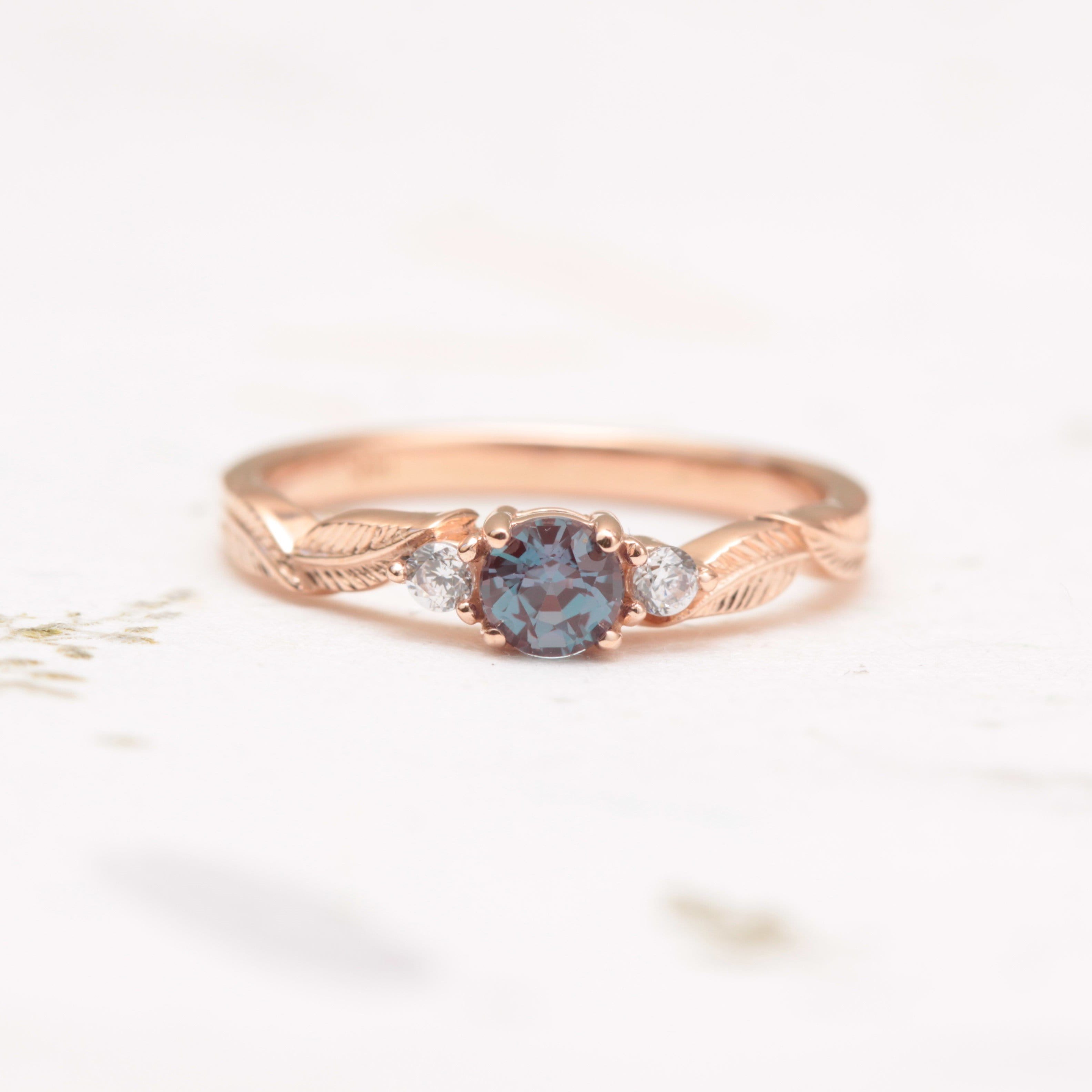 Alexandrite Leaf Engagement Ring - Vinny & Charles