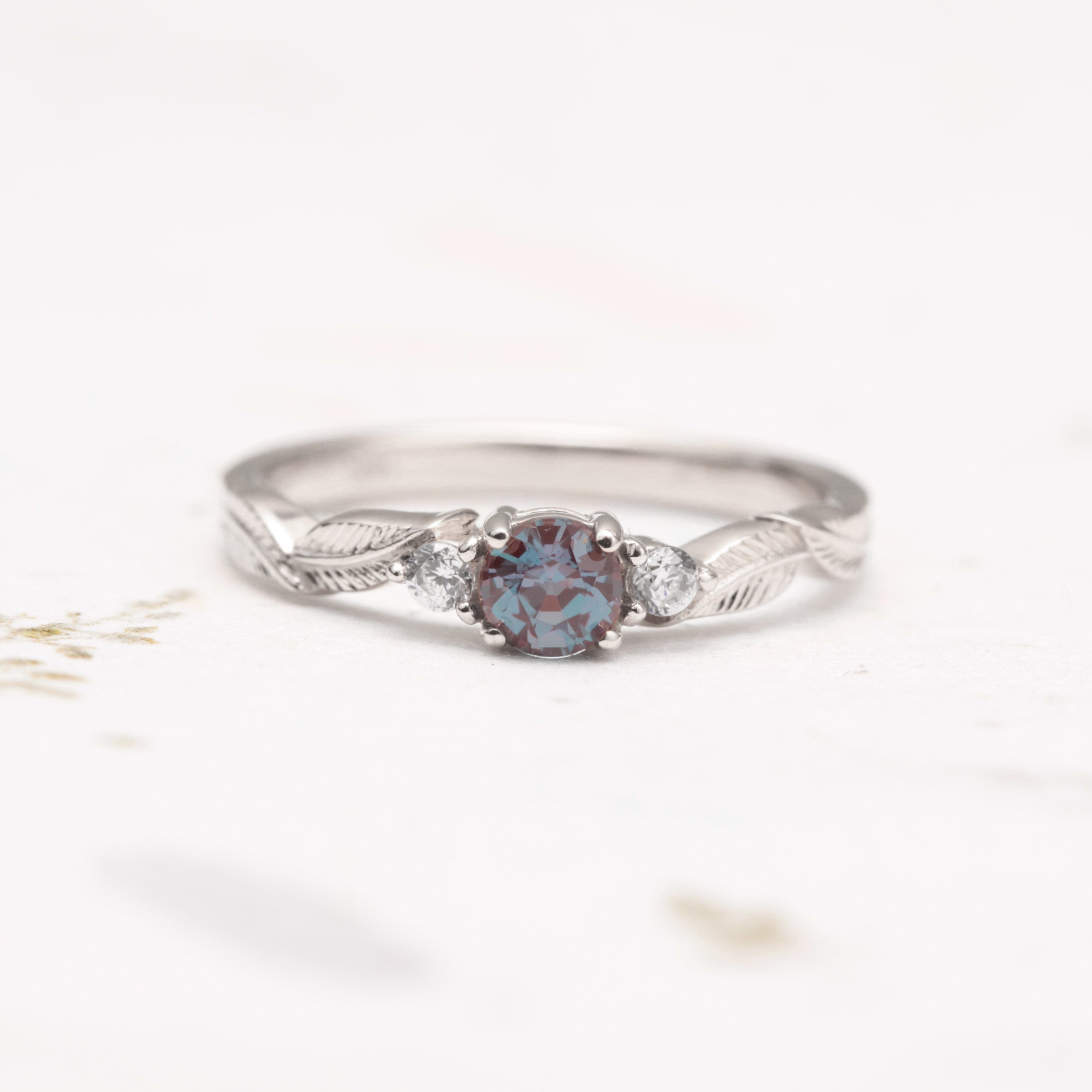 Alexandrite Leaf Engagement Ring - Vinny & Charles