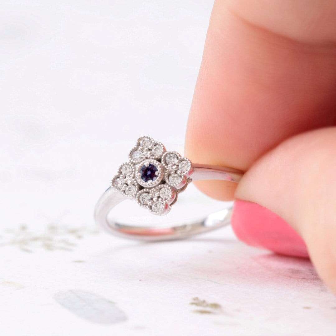 Antique style alexandrite engagement ring - Vinny & Charles