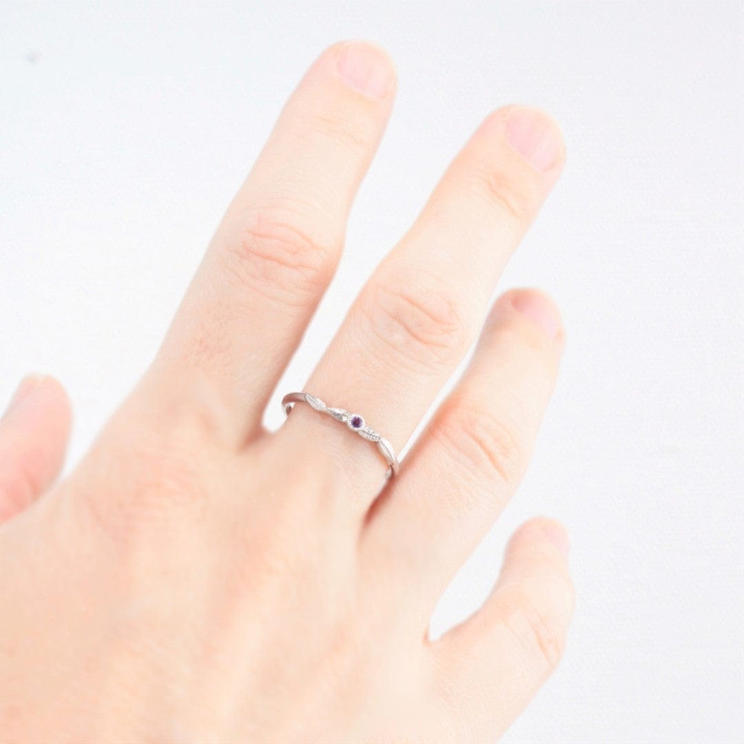 Amethyst Birthstone Leaf Ring - Vinny & Charles