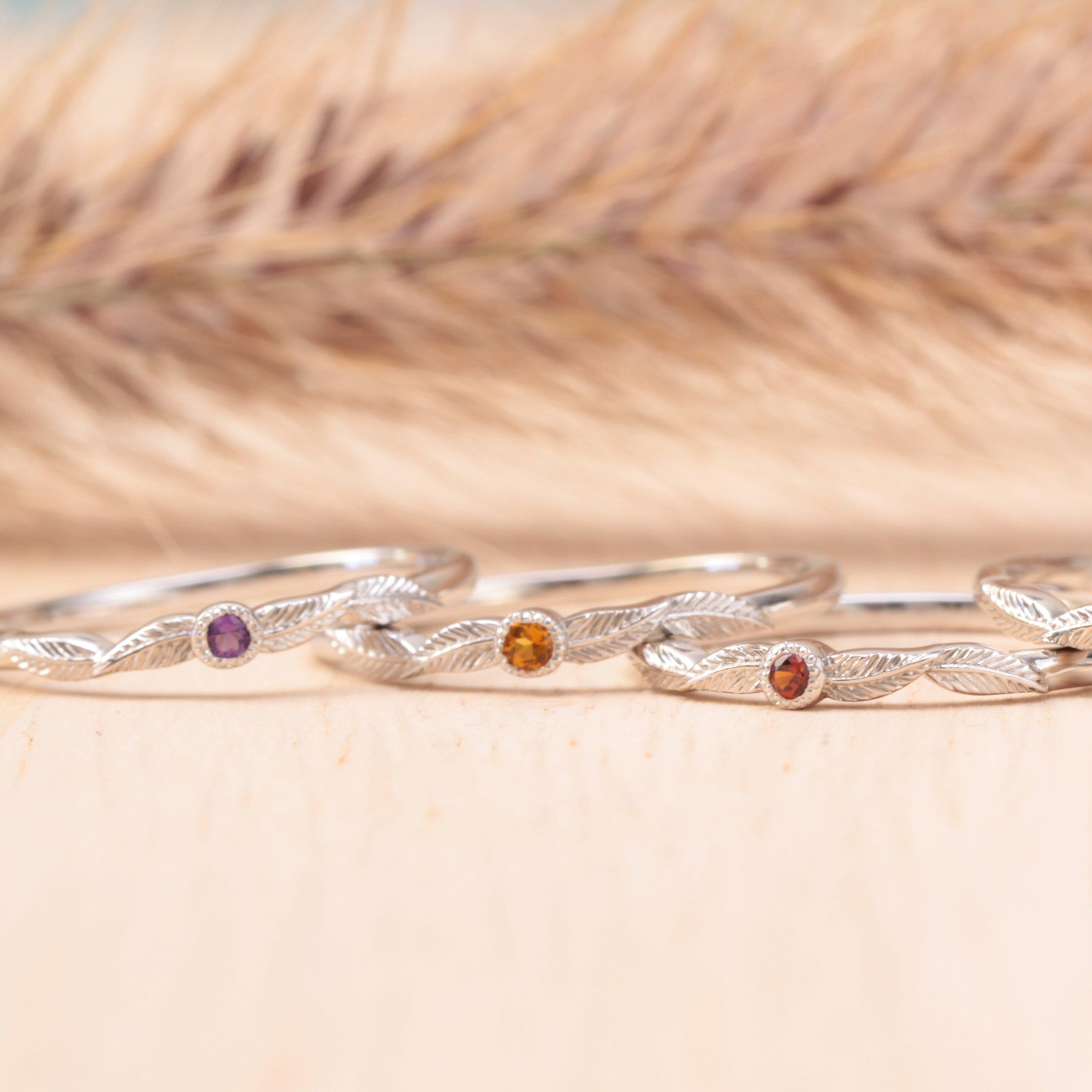 Sapphire Birthstone Leaf Ring - Vinny & Charles