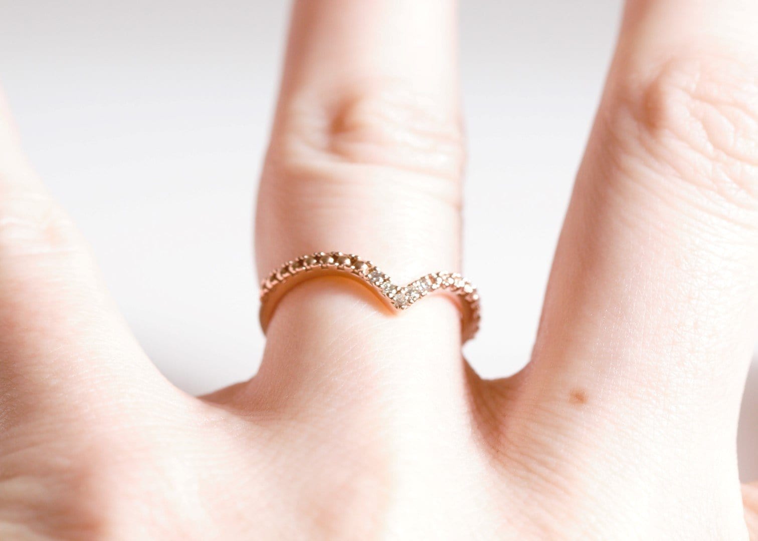 Chevron Diamond Beaded Wedding Ring - Vinny & Charles