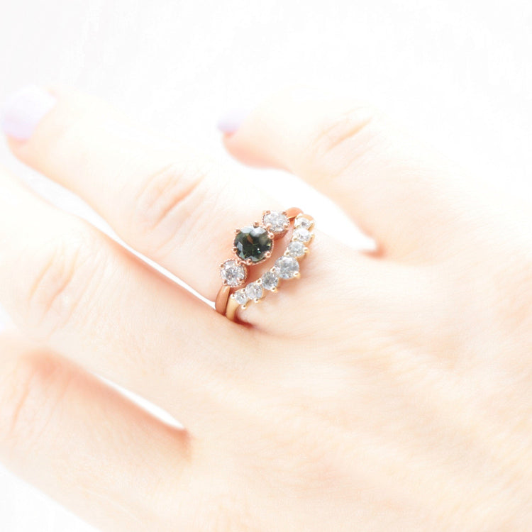 Curved Diamond Crown Wedding Band - Vinny & Charles