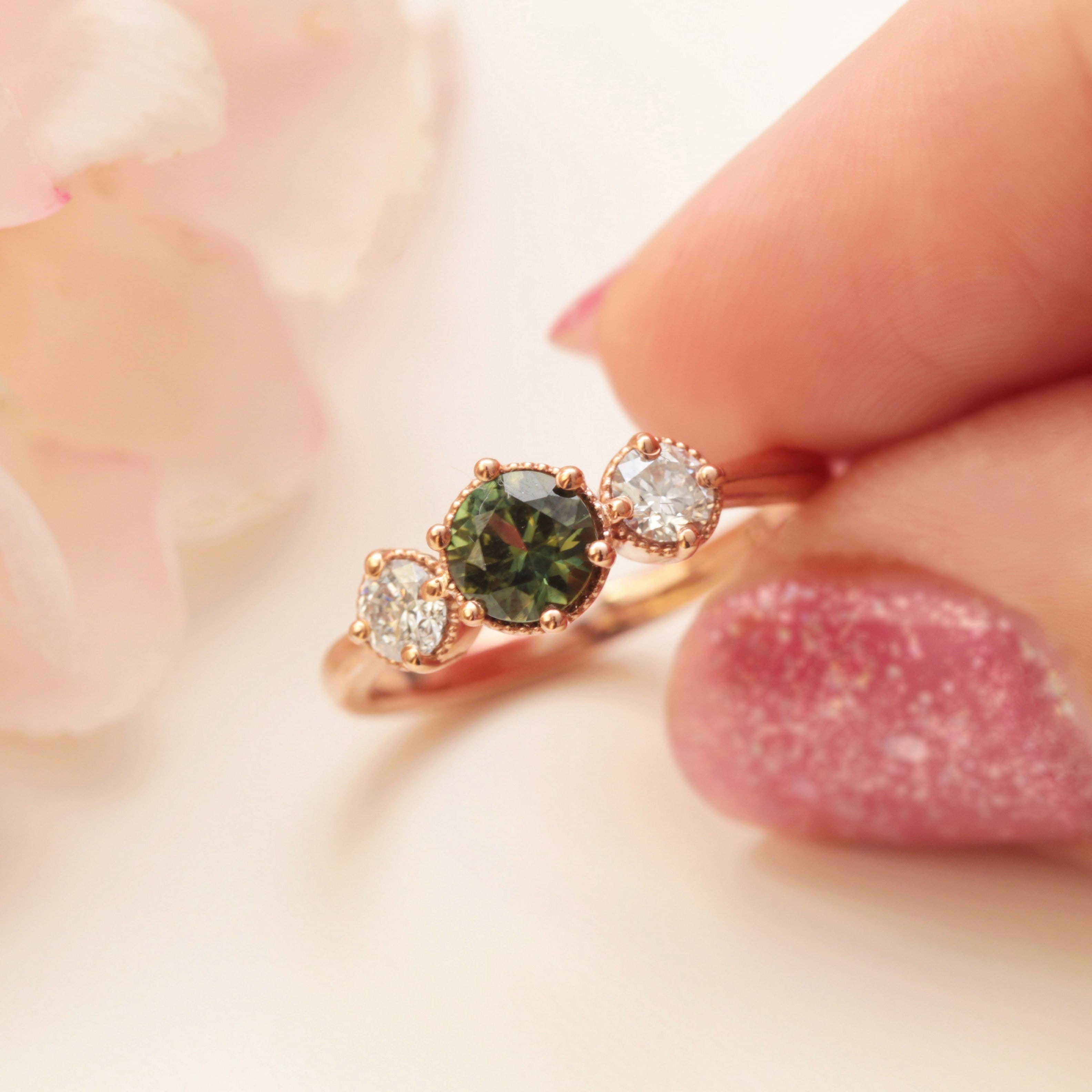 Green Sapphire Engagement Ring - Vinny & Charles
