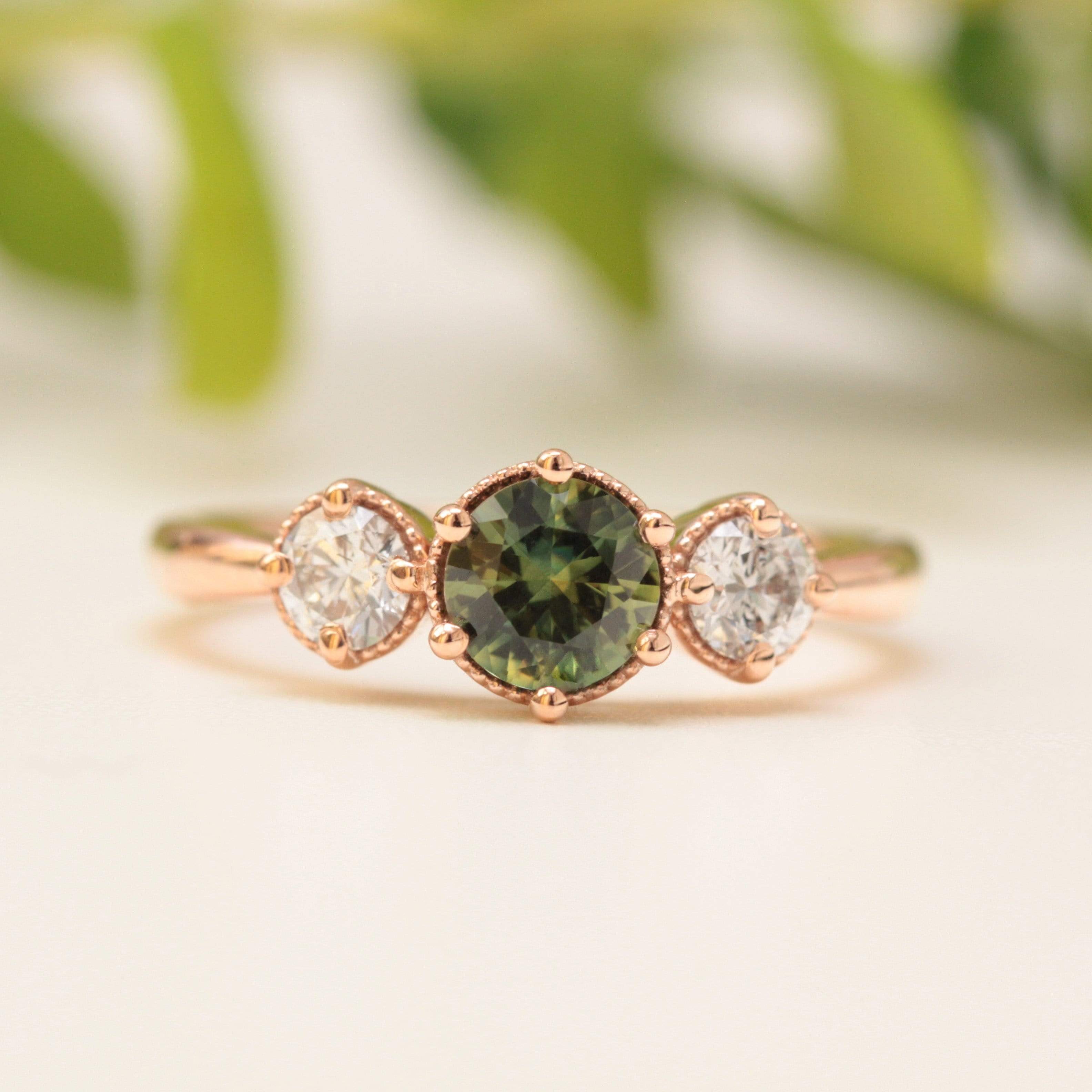 Green Sapphire Engagement Ring - Vinny & Charles
