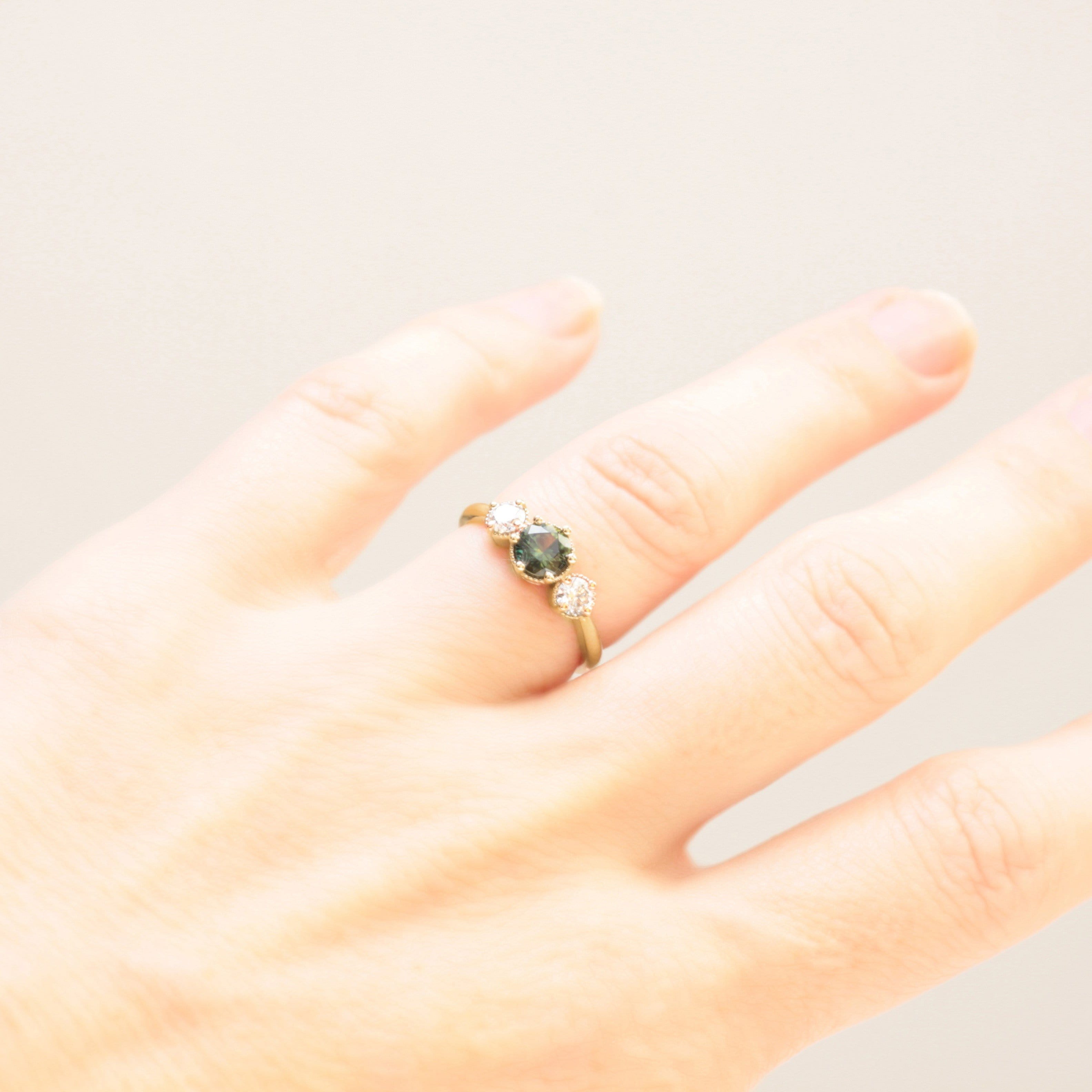 Green Sapphire Engagement Ring - Vinny & Charles