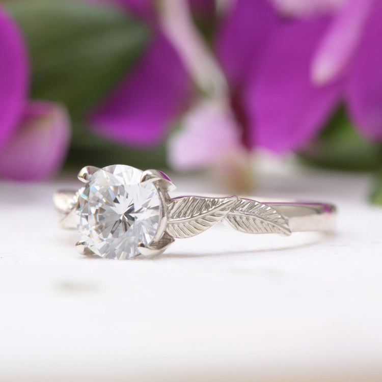 One Carat Solitaire Leaf Ring - Vinny & Charles