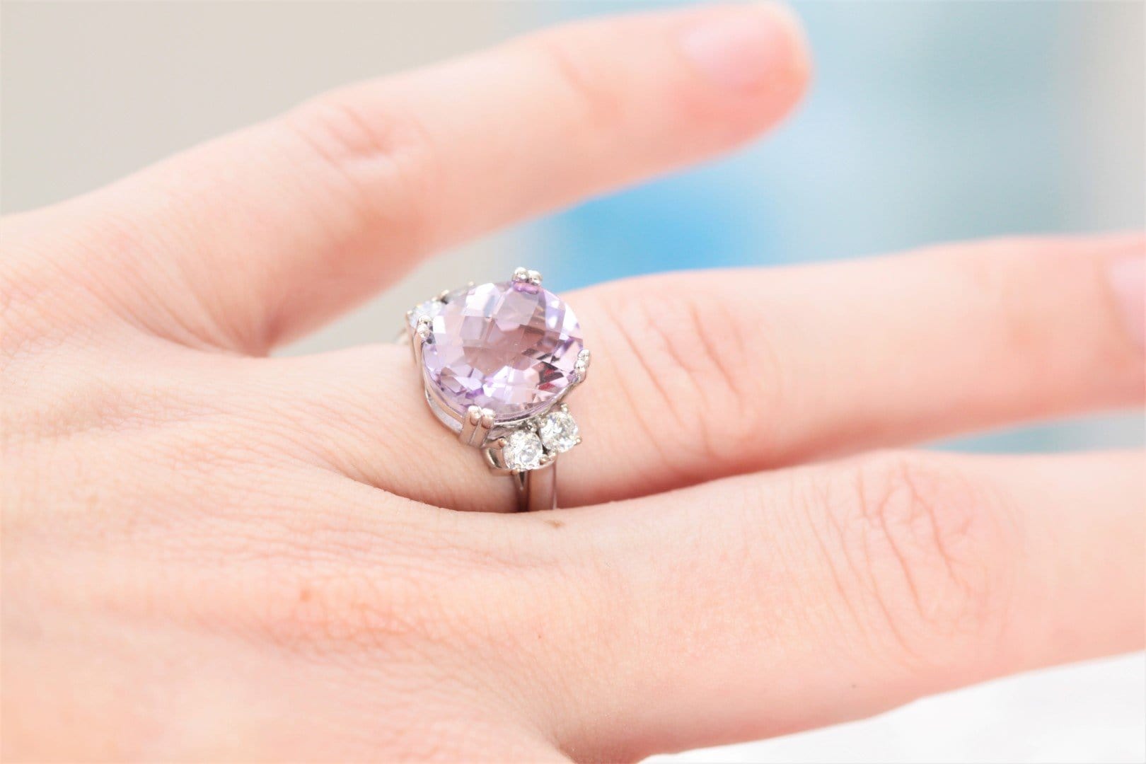 Pink amethyst diamond engagement ring - Vinny & Charles