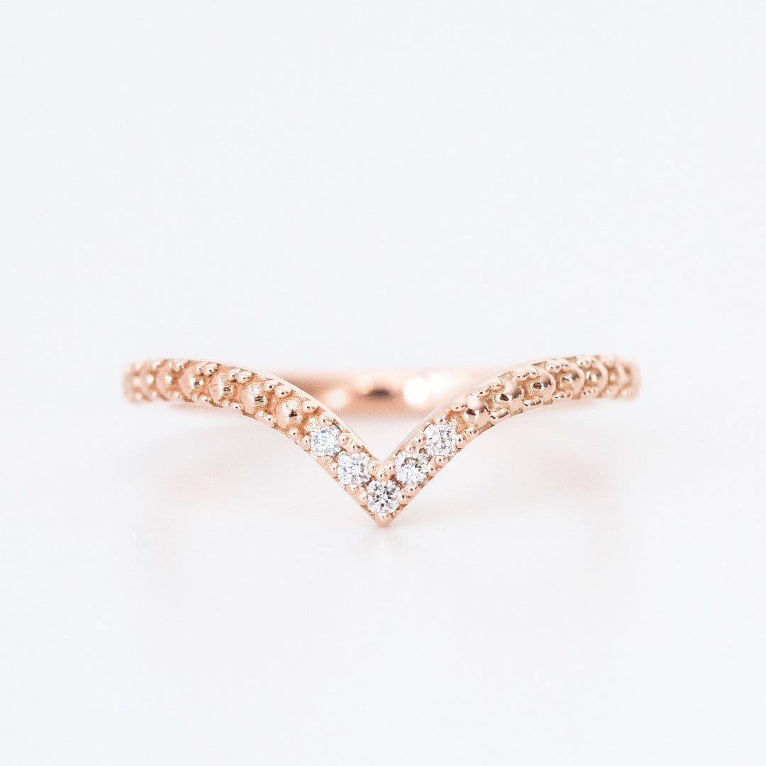Chevron Diamond Beaded Wedding Ring - Vinny & Charles