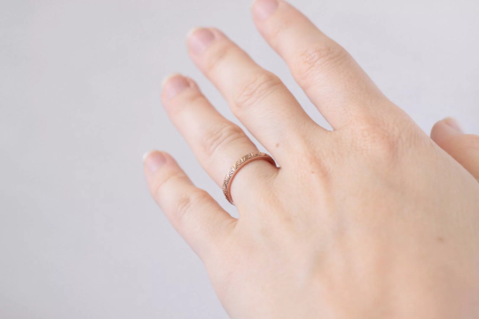 Patterned Rose Gold Wedding Ring - Vinny & Charles