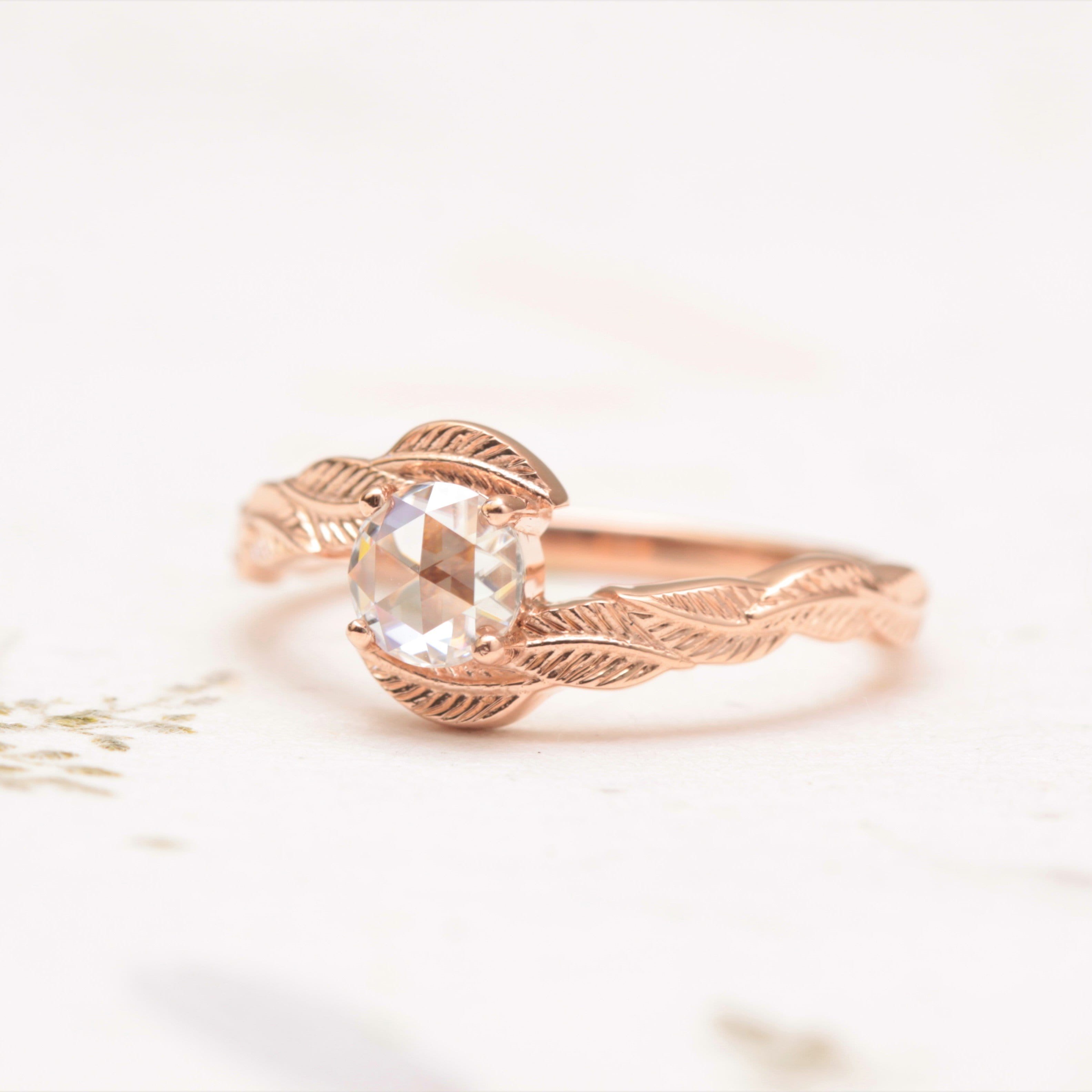 Moissanite Leaf Engagement Ring - Vinny & Charles