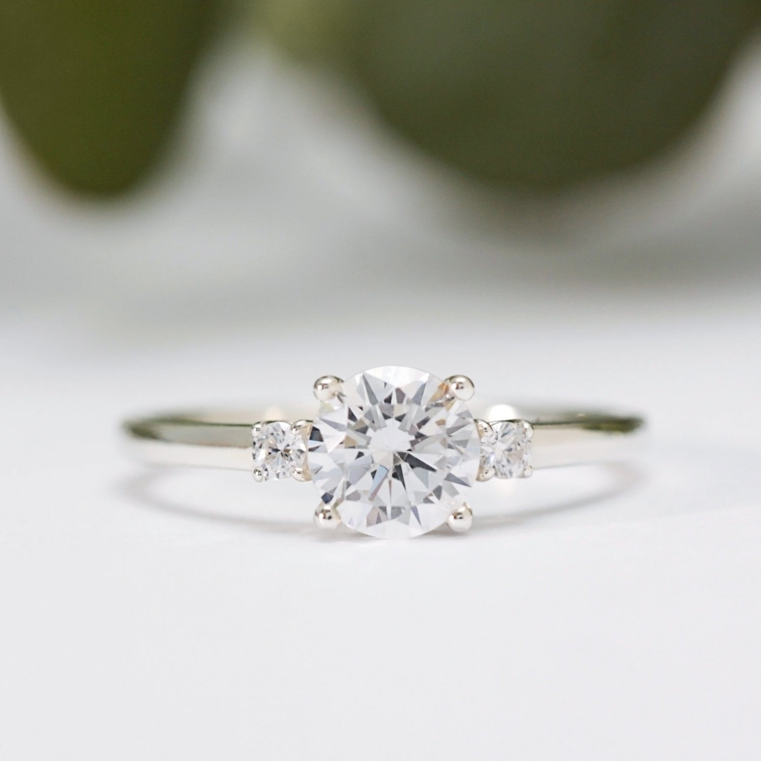 Round Moissanite Trilogy Ring - Vinny & Charles