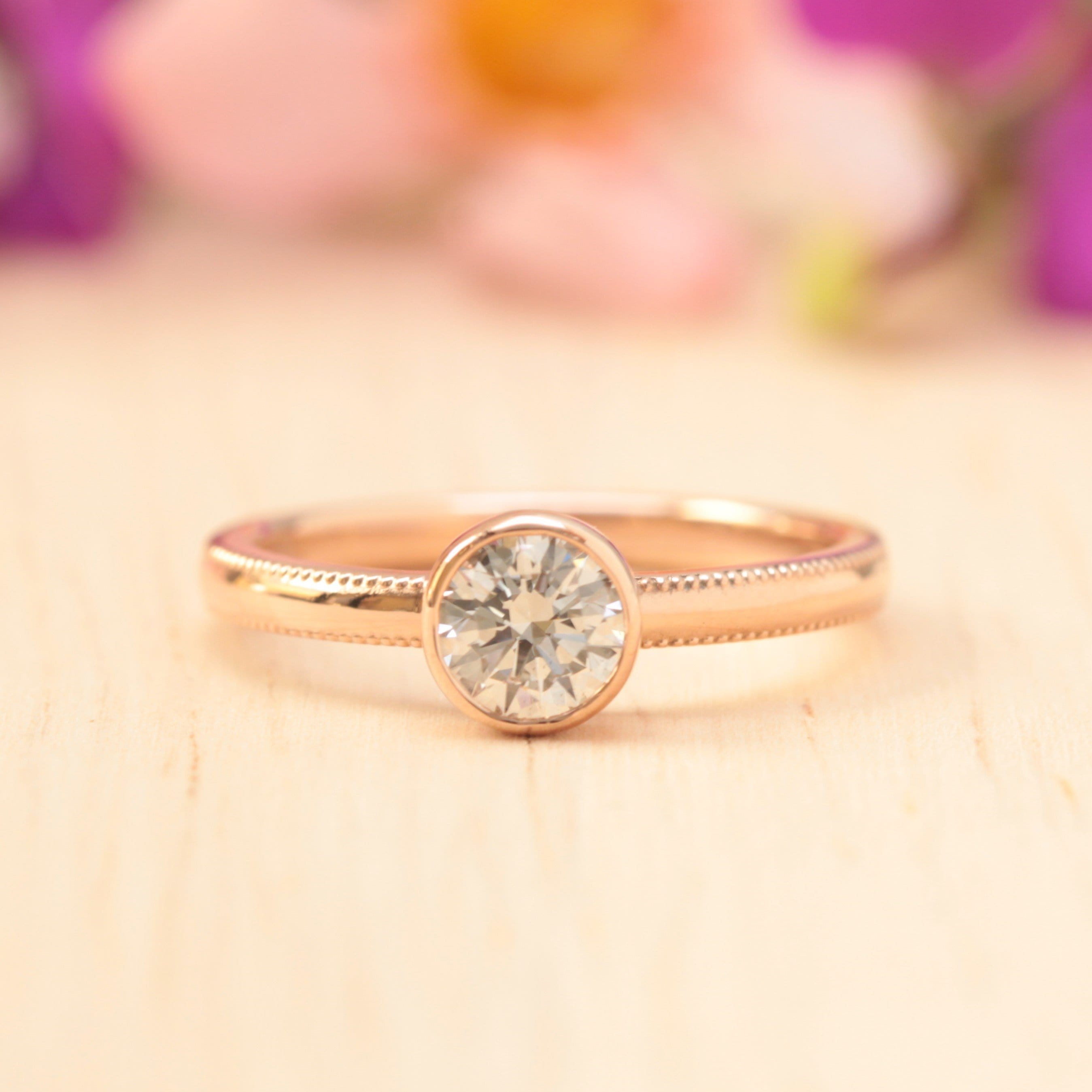 Milgrain diamond engagement ring - Vinny & Charles