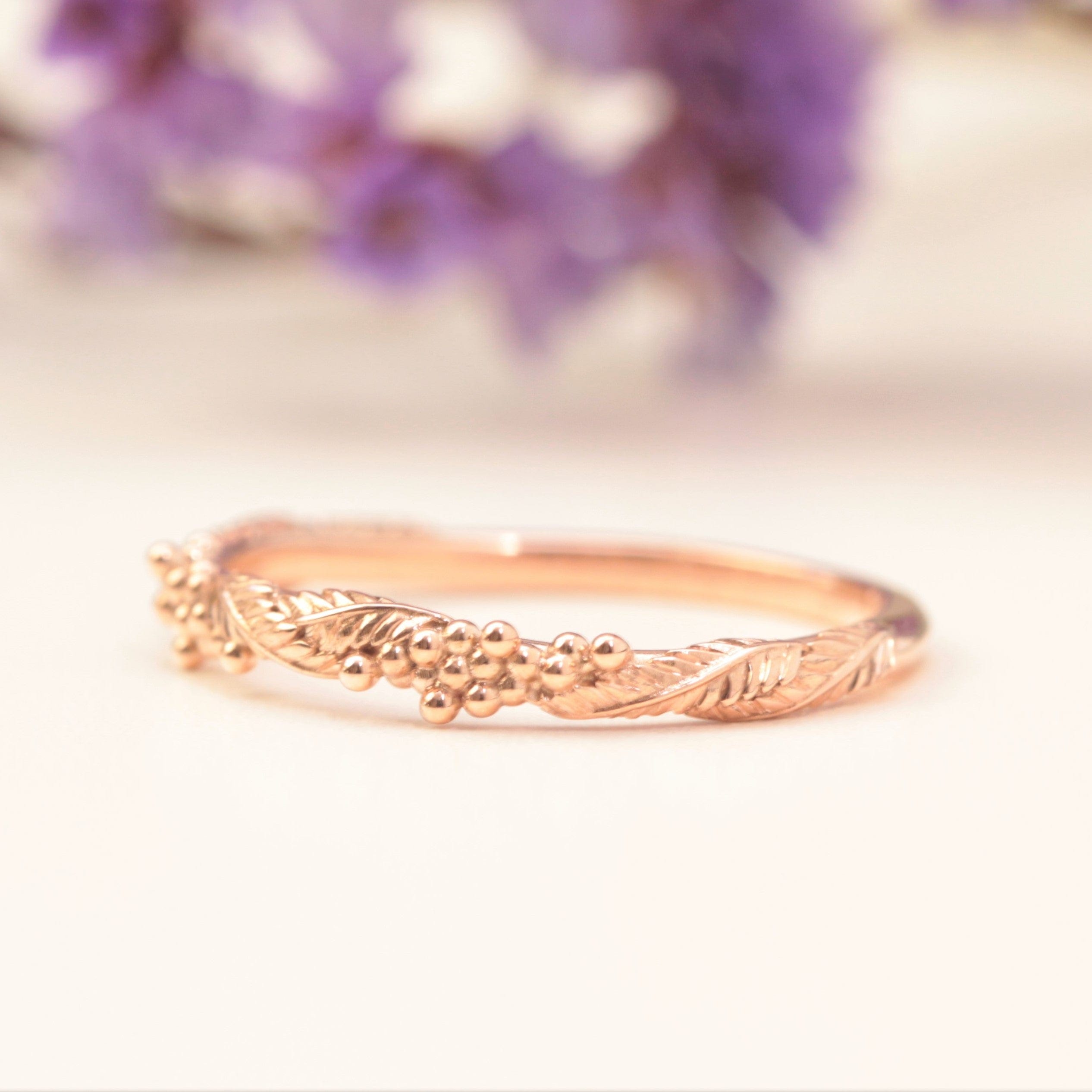 Wattle Leaf Wedding Ring Set - Vinny & Charles