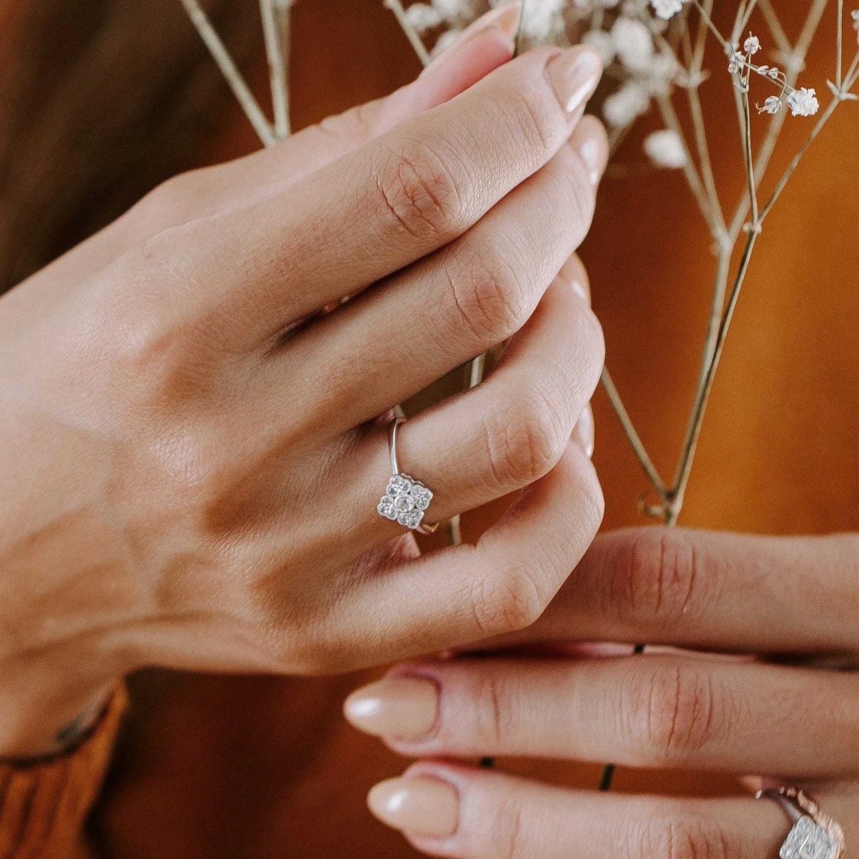 Antique Style Diamond Engagement Ring