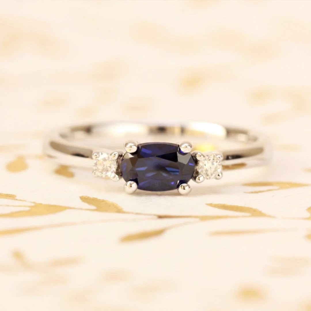 Blue Sapphire and Diamond Ring