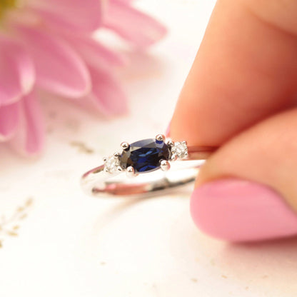 Blue Sapphire and Diamond Ring