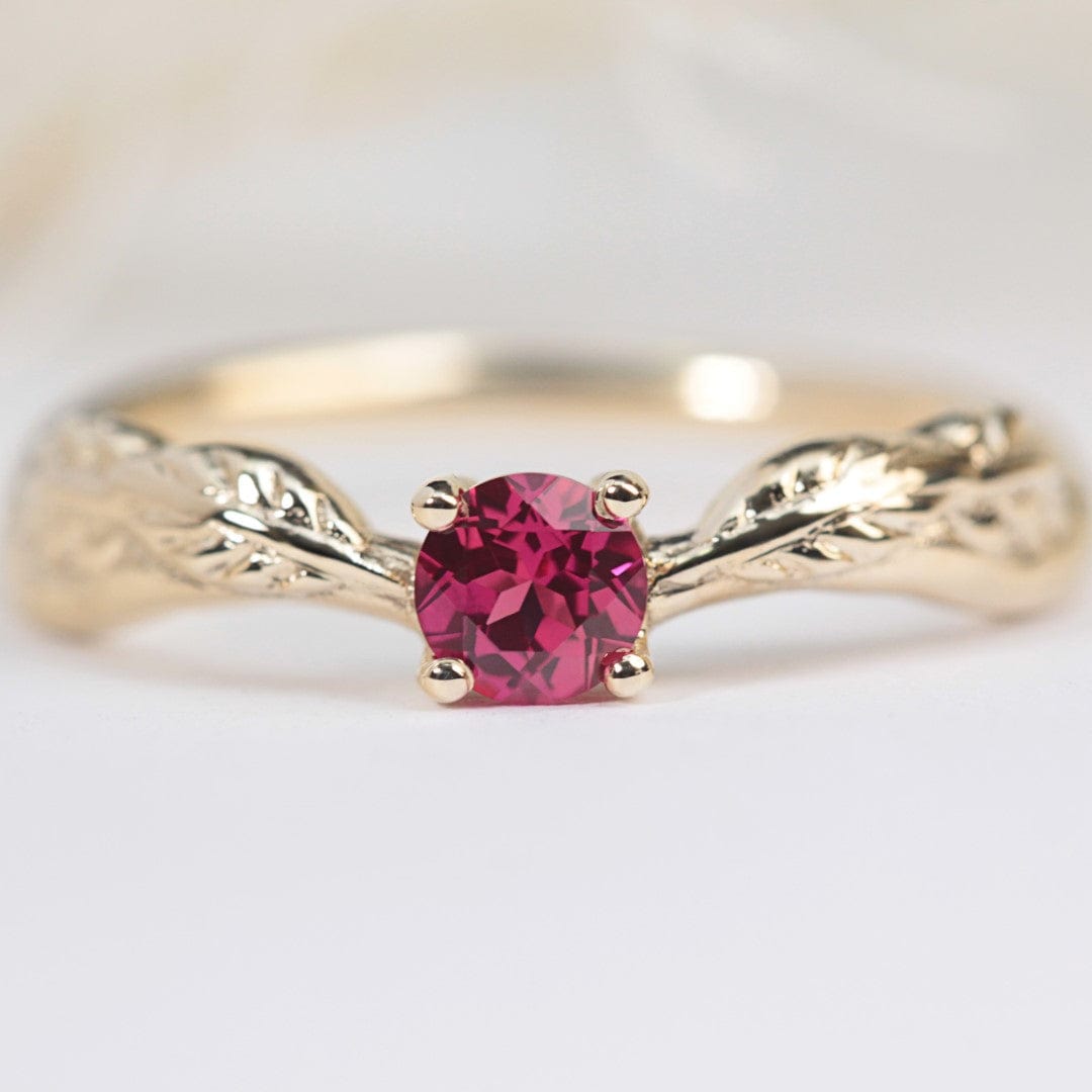 Ember Ruby Leaf Engagement Ring