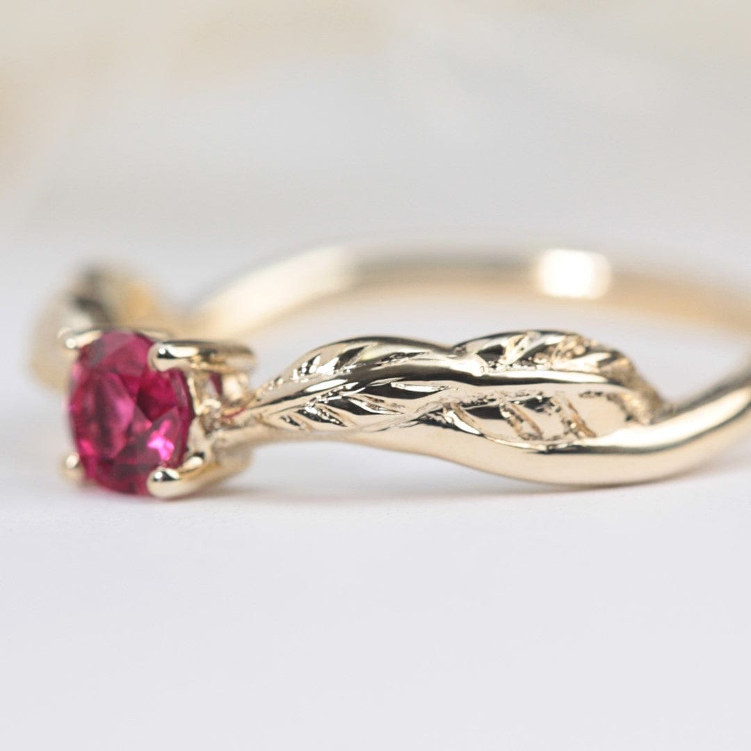 Ember Ruby Leaf Engagement Ring