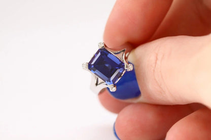 Blue Sapphire Diamond Engagement Ring