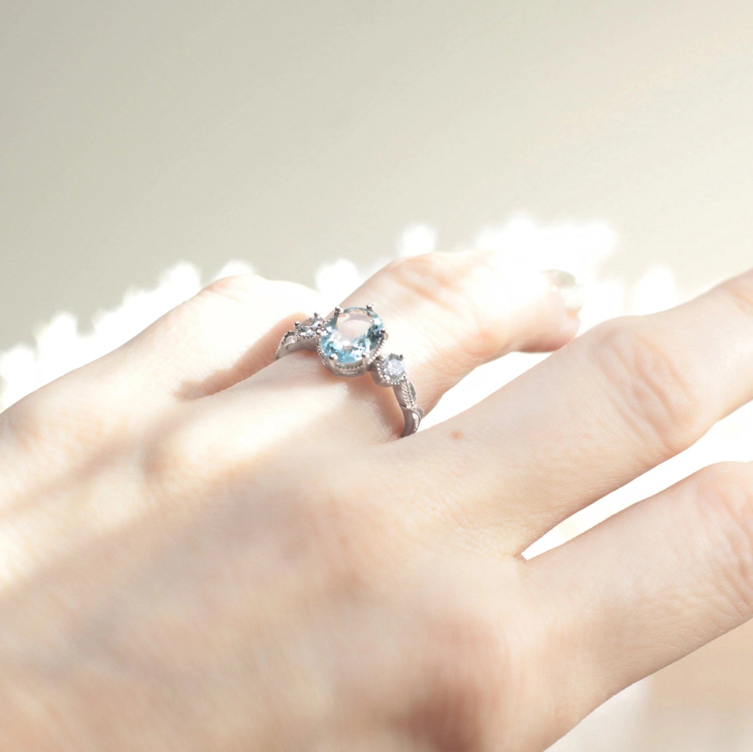 Aquamarine engagement hot sale ring on hand