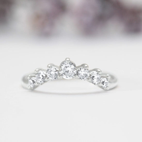 curved diamond crown ring
