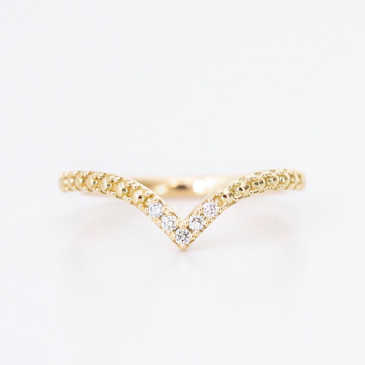 Chevron Diamond Beaded Wedding Ring - Vinny & Charles