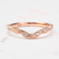Curved Diamond Leaf Wedding Ring