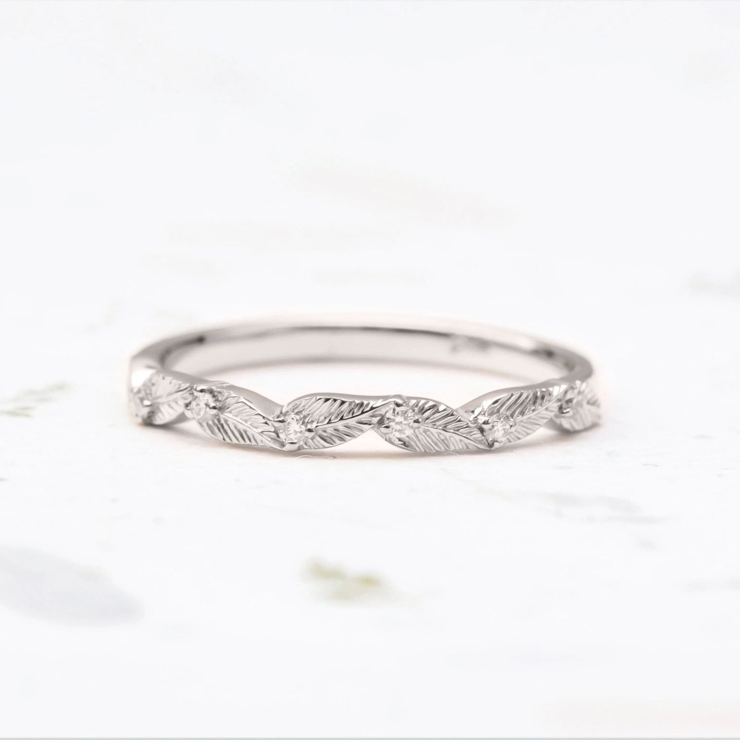Diamond Leaf Wedding Ring