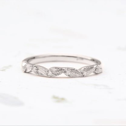 Diamond Leaf Wedding Ring