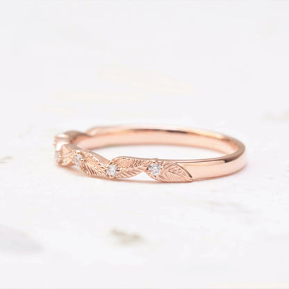 Diamond Leaf Wedding Ring