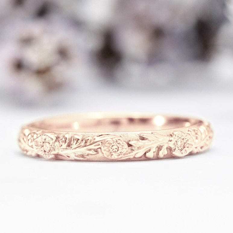 diamond trio poppy leaf wedding ring