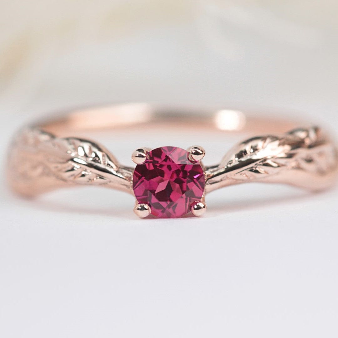 ember ruby leaf ring rose gold