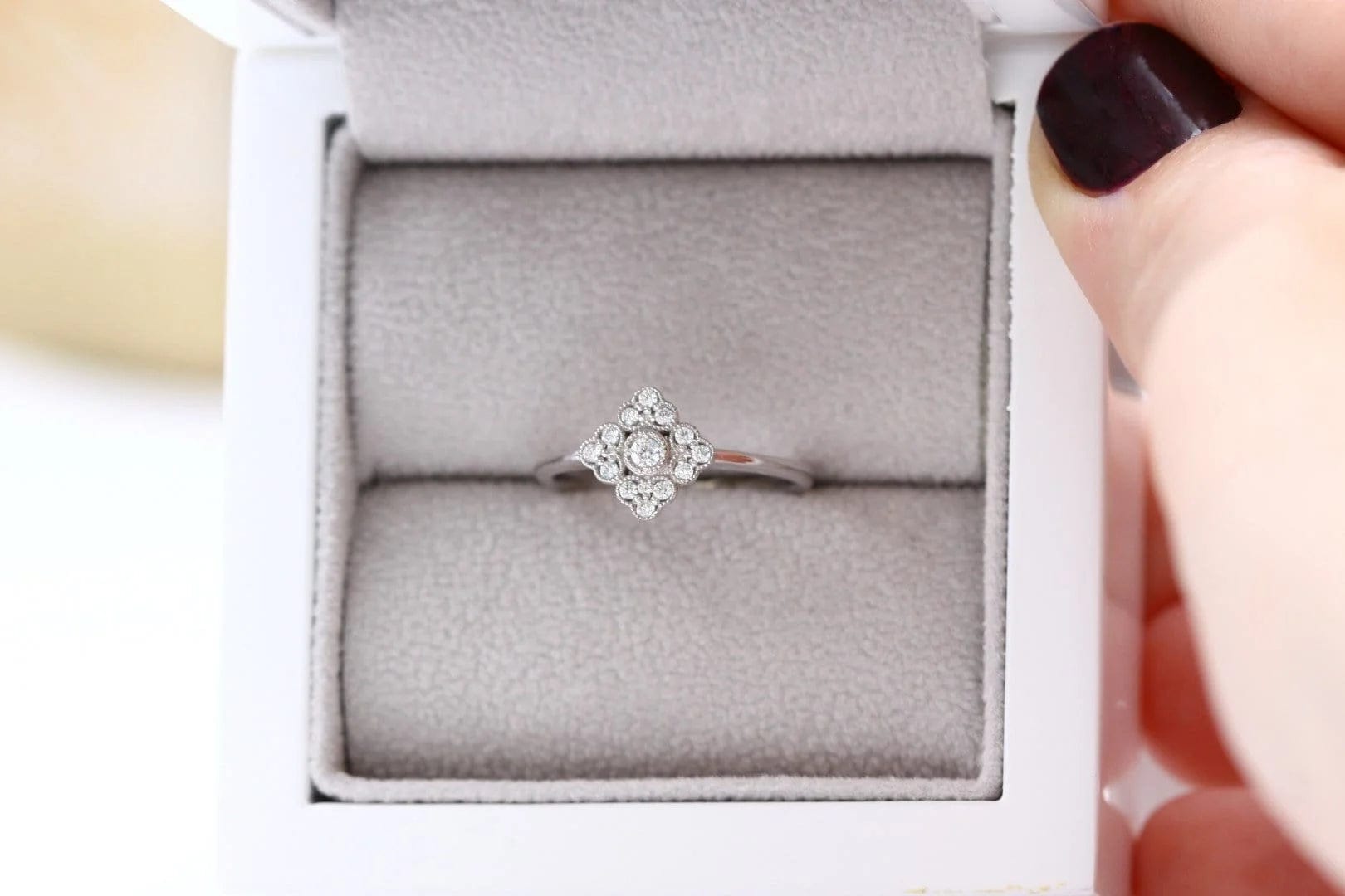 Antique Style Diamond Engagement Ring