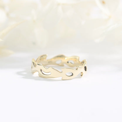 monstera ring yellow gold