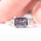 east west radiant alexandrite and lab diamond engagement ring