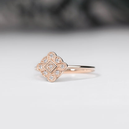 vintage style diamond engagement ring rose gold