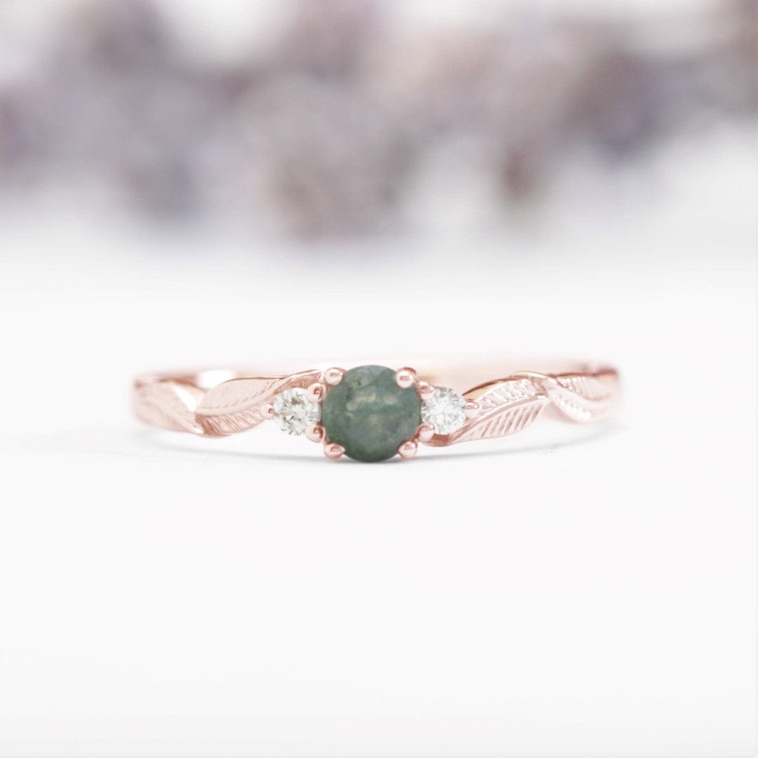 Moss Agate Leaf Engagement Ring - Vinny & Charles