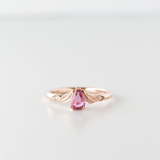 Pink Sapphire Leaf Engagement Ring - Vinny & Charles