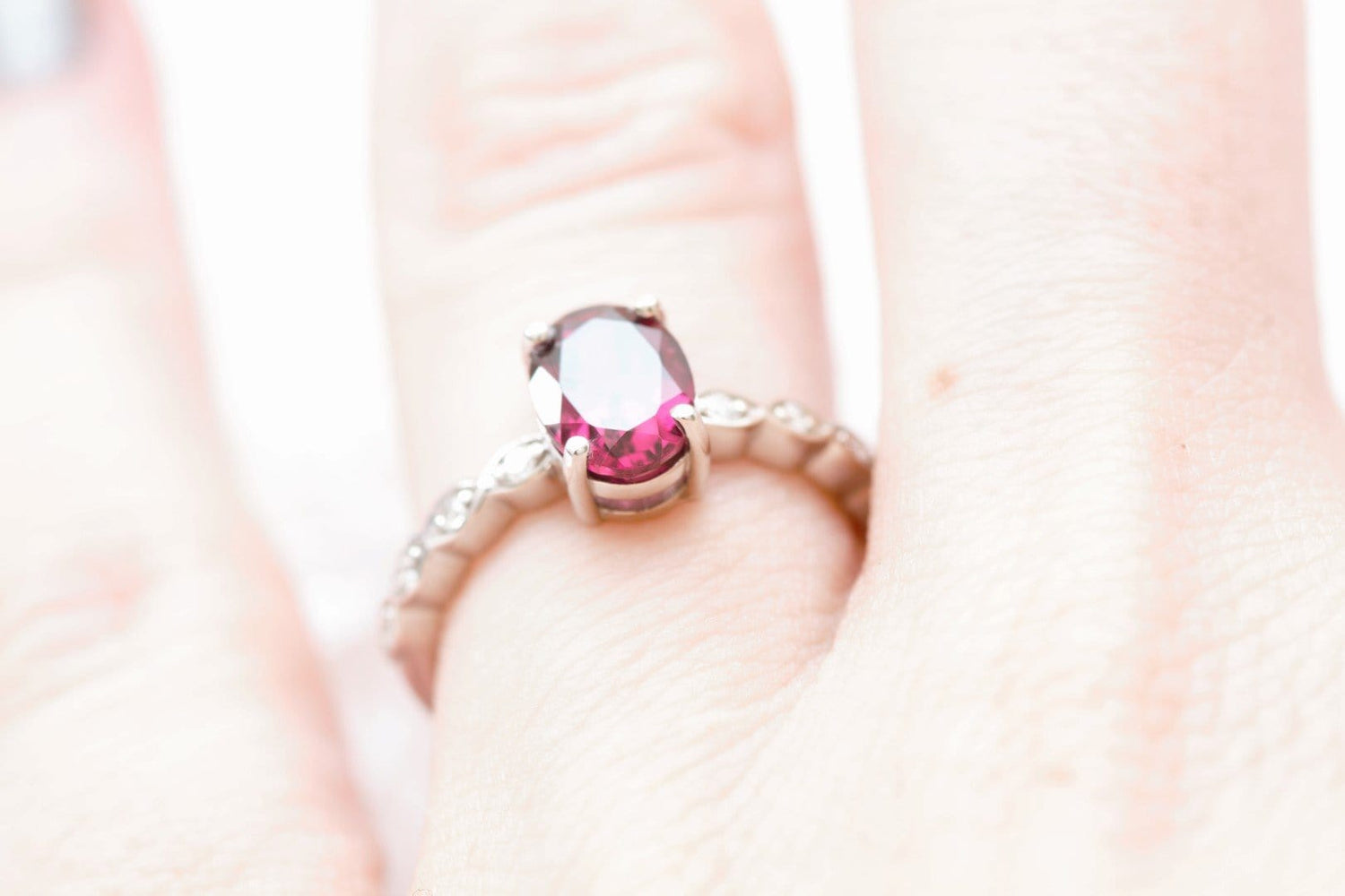 Rhodolite Garnet and Diamond Engagement Ring - Vinny & Charles