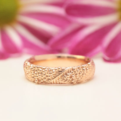 Wide Wattle Leaf Wedding Ring - Vinny &amp; Charles